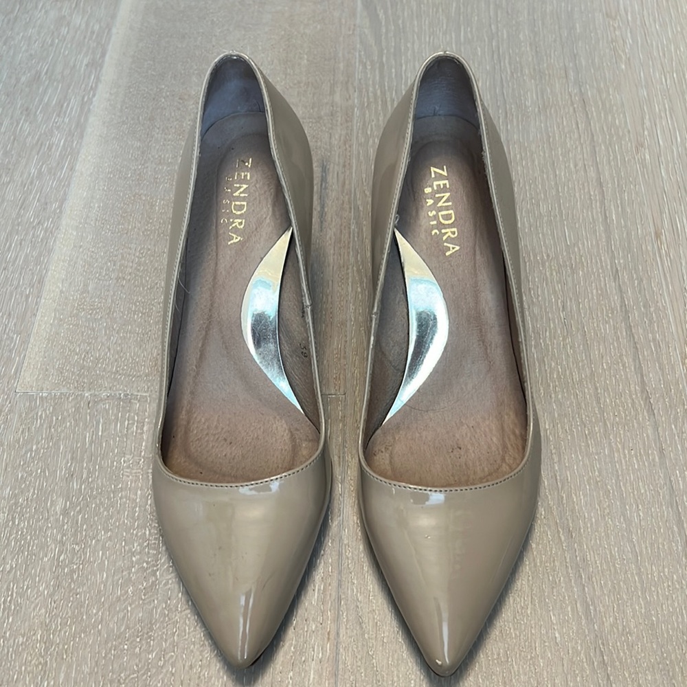 Zendra nude patent leather heels size 38